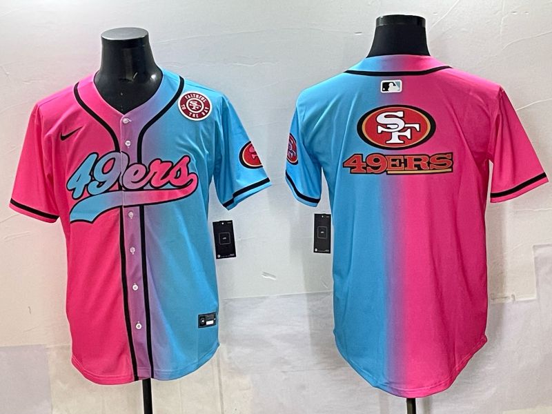 Men 2025 San Francisco 49ers Blank Blue pink Nike Limited NFL Jersey style 015->san francisco 49ers->NFL Jersey